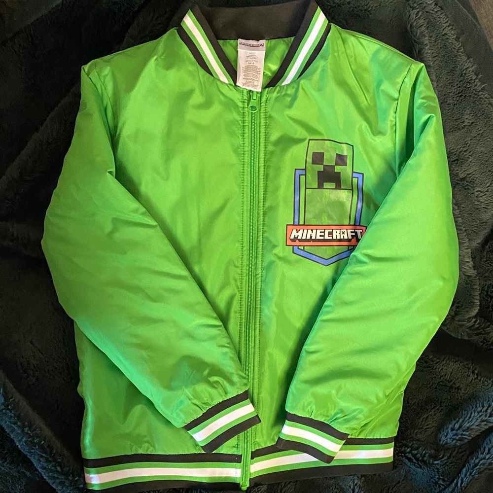 Minecraft Green Kids Puffer Jacket NEW